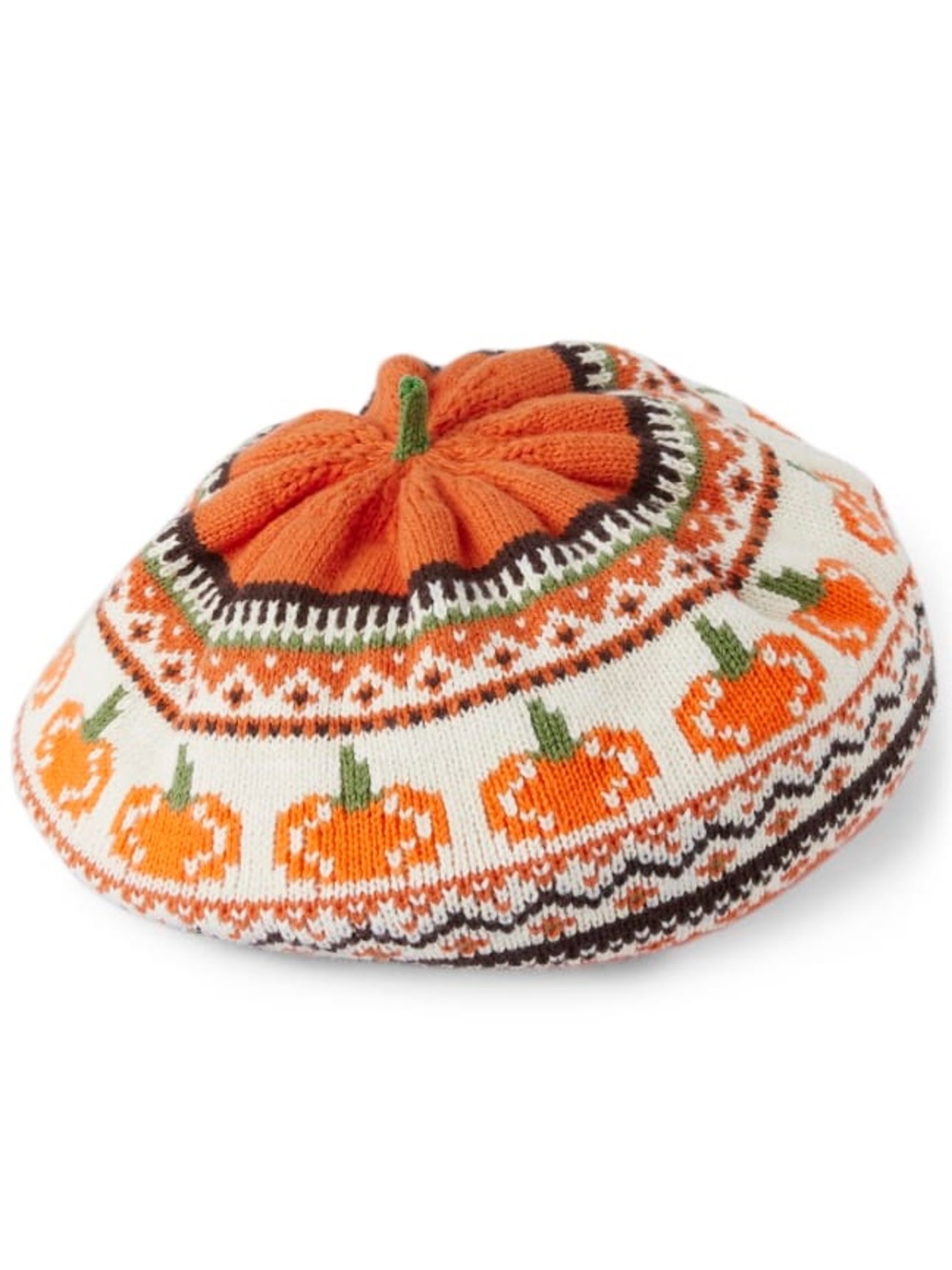 Gymboree Girls Pumpkin Fairisle Beret - Perfect Pumpkin - Orange size 8+